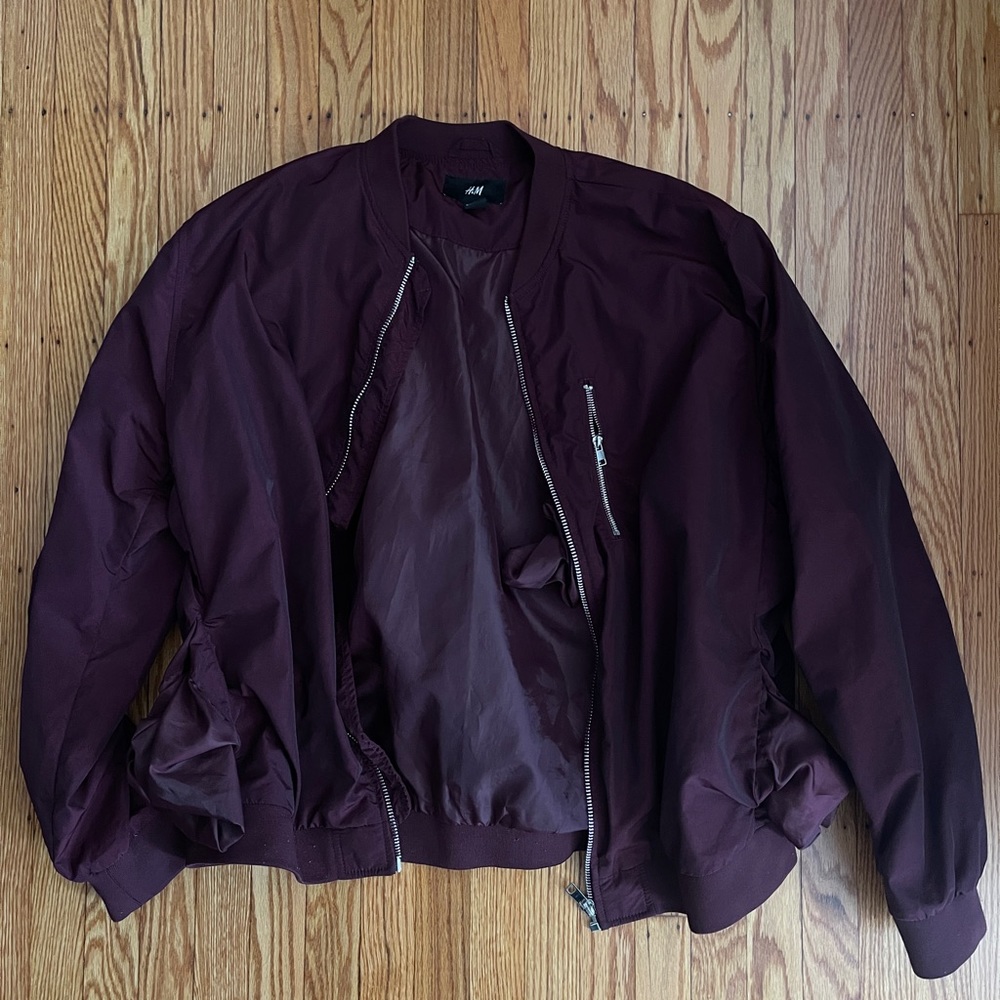 H&M Maroon Bomber Jacket (XL)